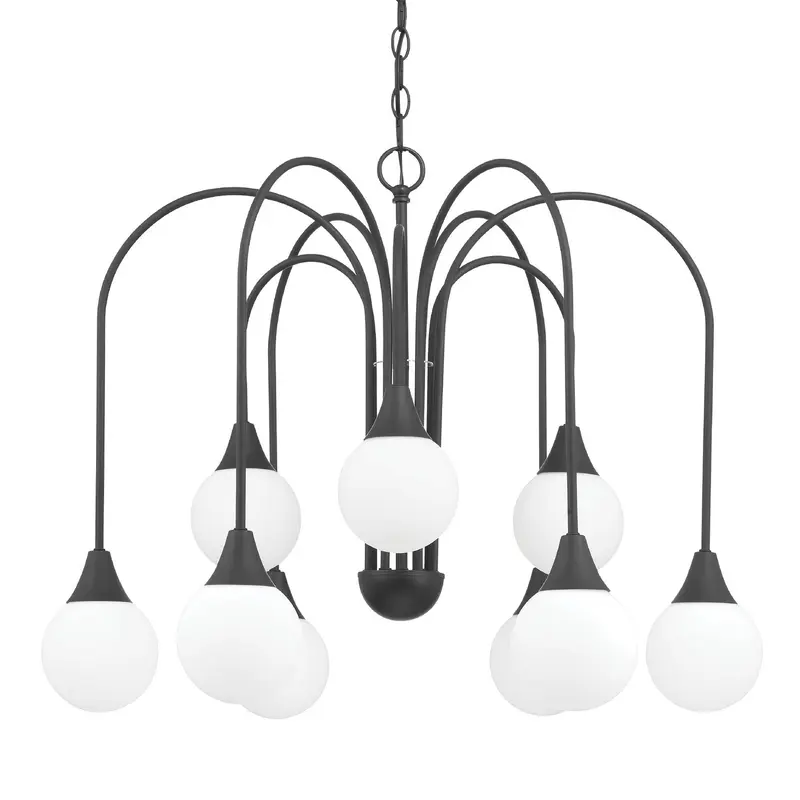 Valadon Nine Light Chandelier Matte Black