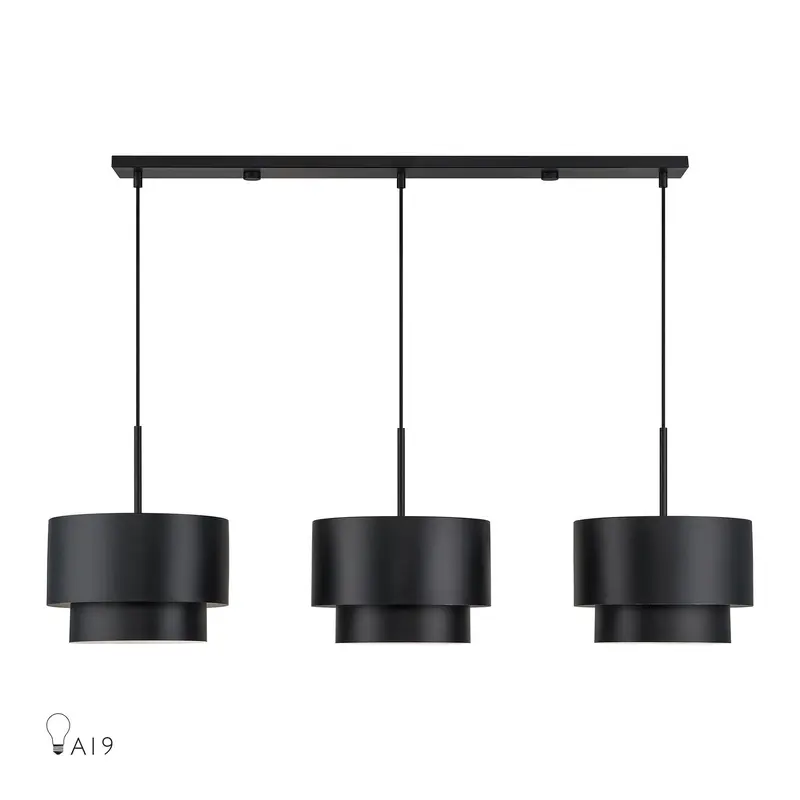 Zolana Three Light Linear Chandelier Black