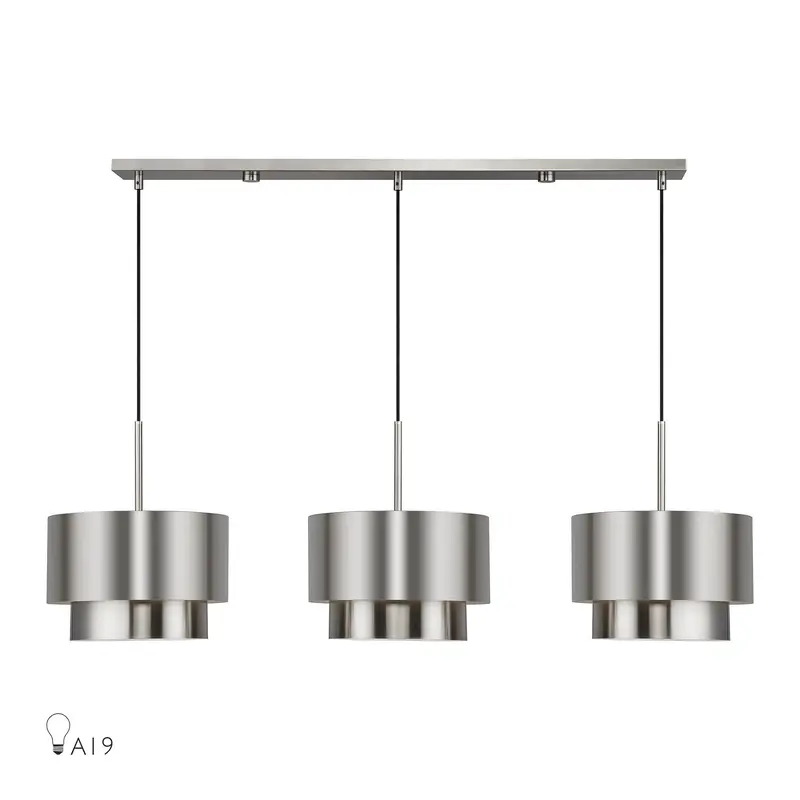 Zolana Three Light Linear Chandelier Brushed Nickel