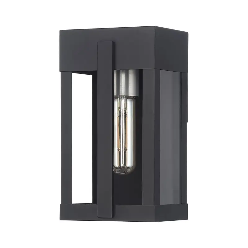 Berksford One Light Outdoor Wall Lantern Black with Brushed Nickel