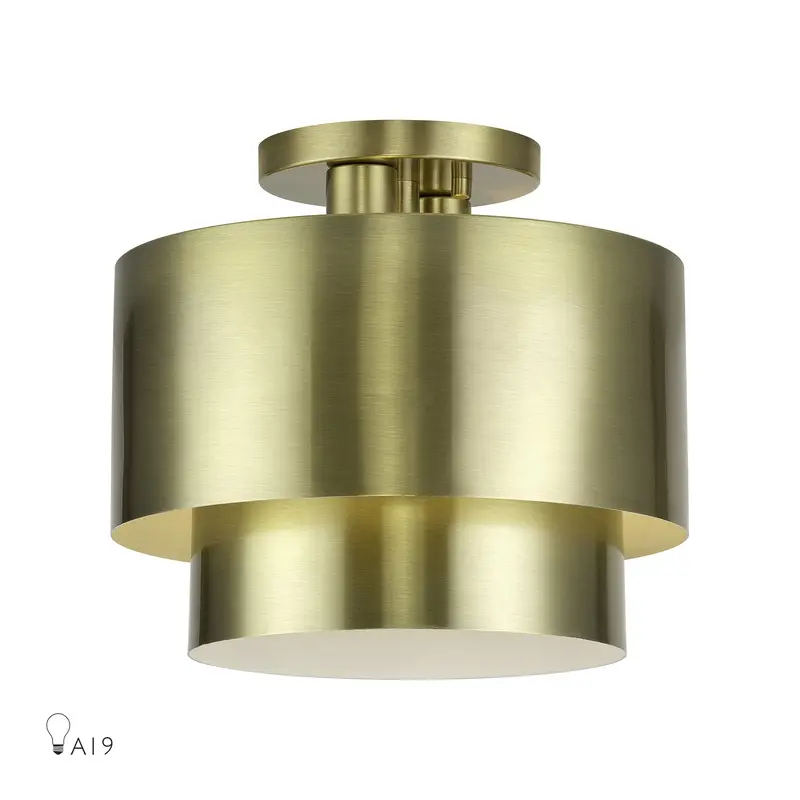 Zolana Two Light Semi-Flush Mount Antique Brass
