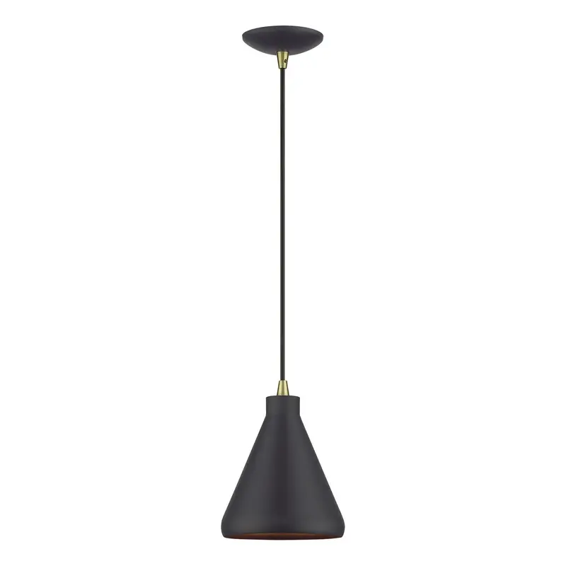 Geneva One Light Mini Pendant Bronze with Antique Brass