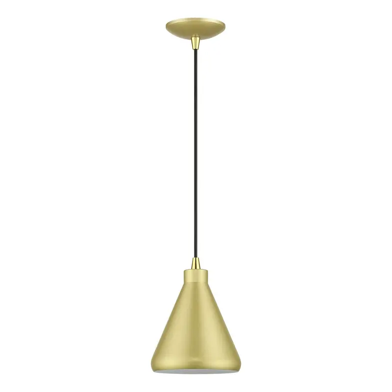 Geneva One Light Mini Pendant Soft Gold with Polished Brass