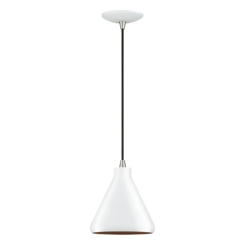 Geneva One Light Mini Pendant White with Brushed Nickel