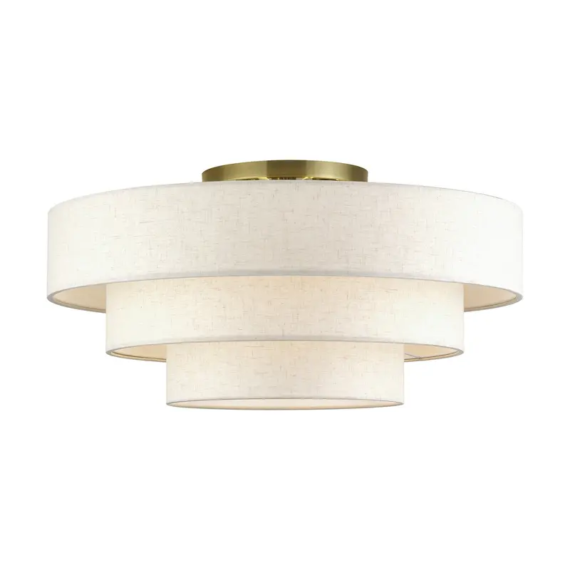 Manorwood Five Light Semi-Flush Mount Antique Brass
