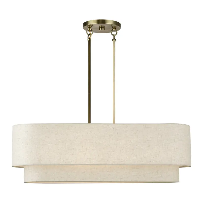 Manorwood Four Light Linear Chandelier Antique Brass