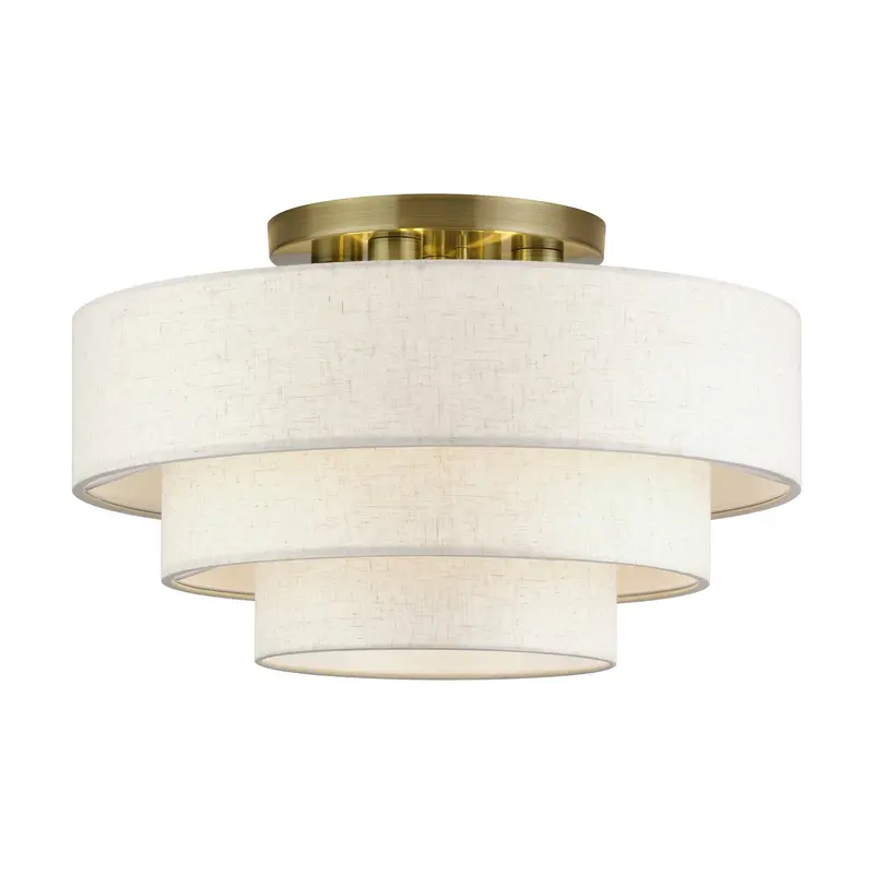 Manorwood Four Light Semi-Flush Mount Antique Brass