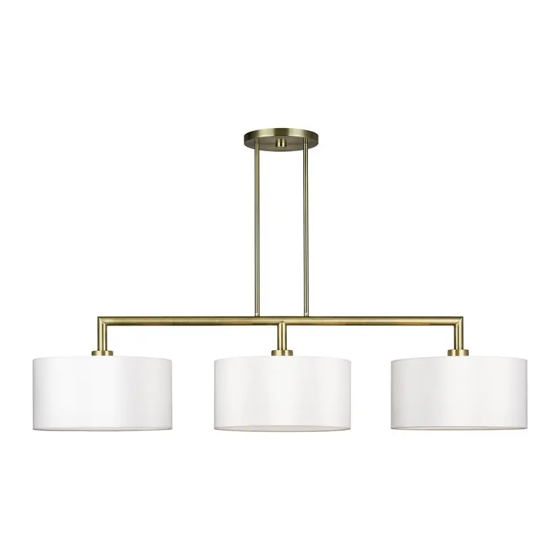 Meridian Three Light Linear Chandelier Antique Brass