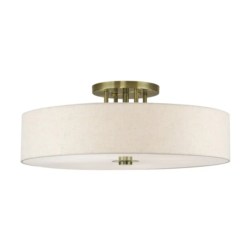 Monroe Six Light Semi-Flush Mount Antique Brass
