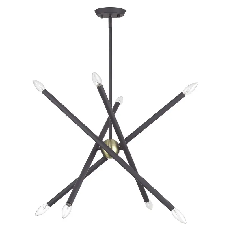 Soho Eight Light Chandelier Bronze with Antique Brass