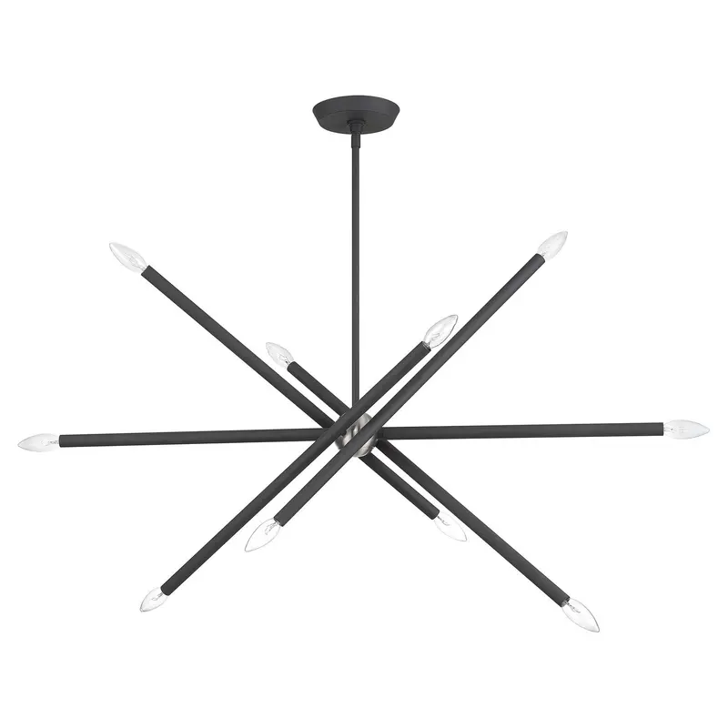 Soho Ten Light Linear Chandelier Scandinavian Gray with Brushed Nickel