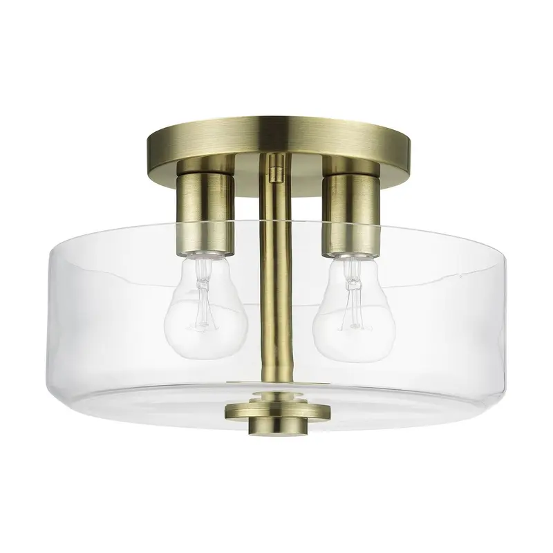 Whitworth Two Light Semi-Flush Mount Antique Brass