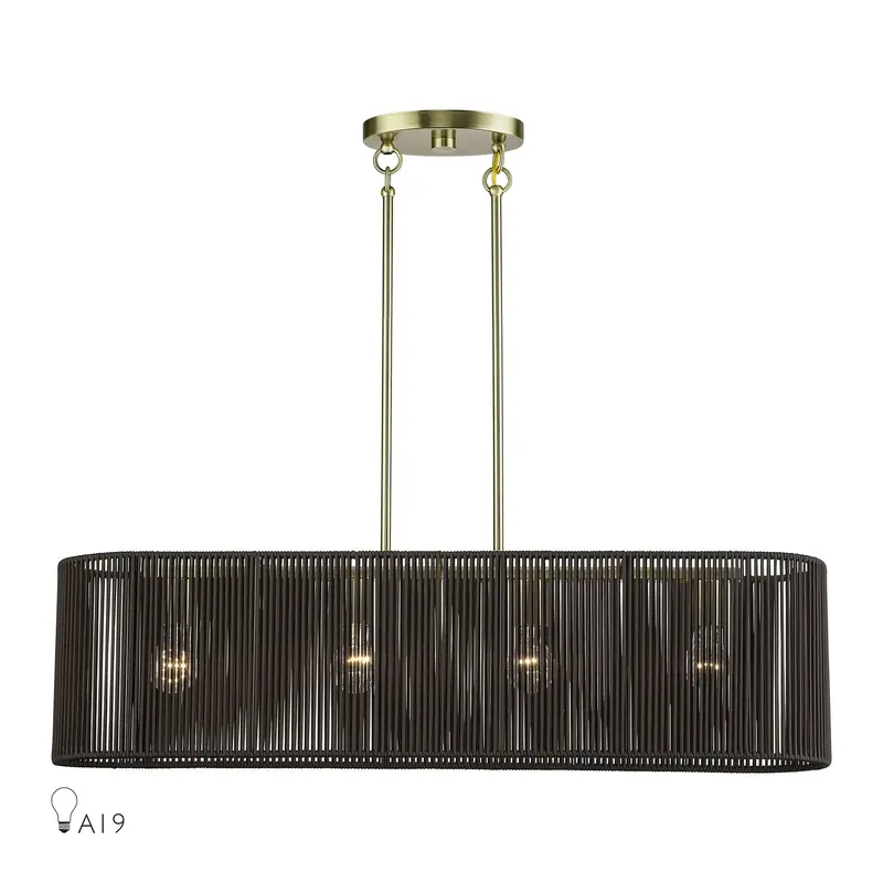 Acordia Four Light Linear Chandelier Antique Brass