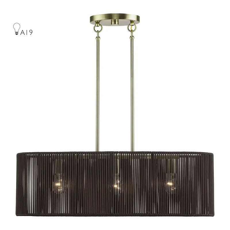 Acordia Three Light Linear Chandelier Antique Brass