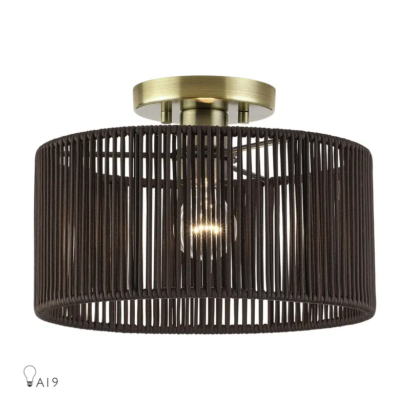 Acordia One Light Semi-Flush Mount Antique Brass