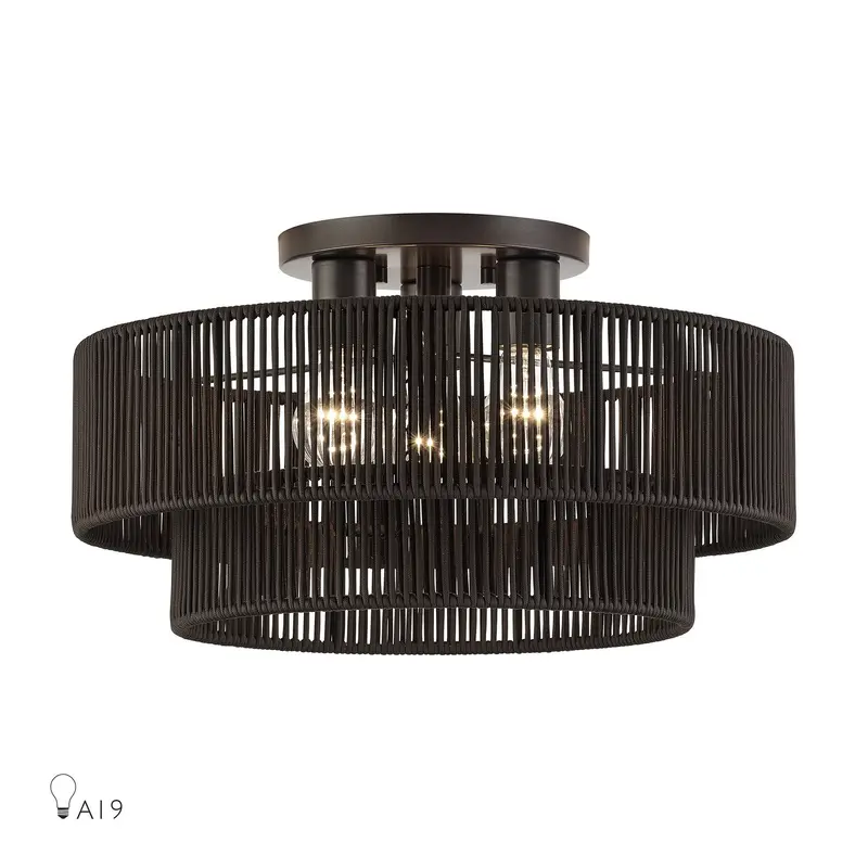 Acordia Three Light Semi-Flush Mount English Bronze