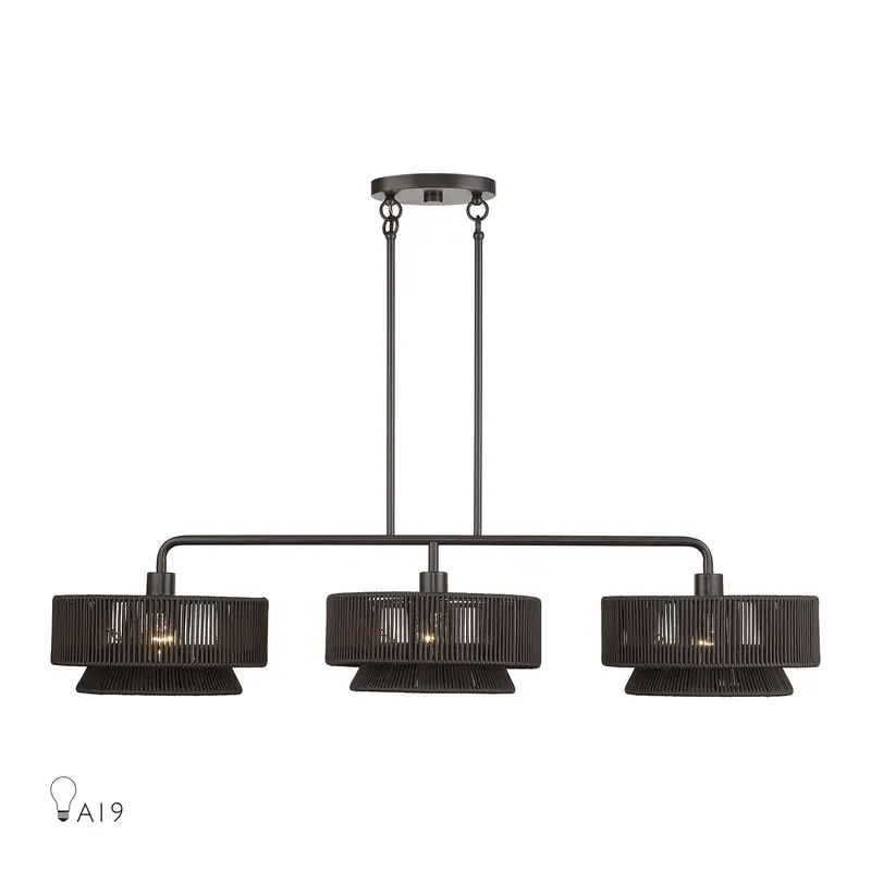 Florell Three Light Linear Chandelier English Bronze