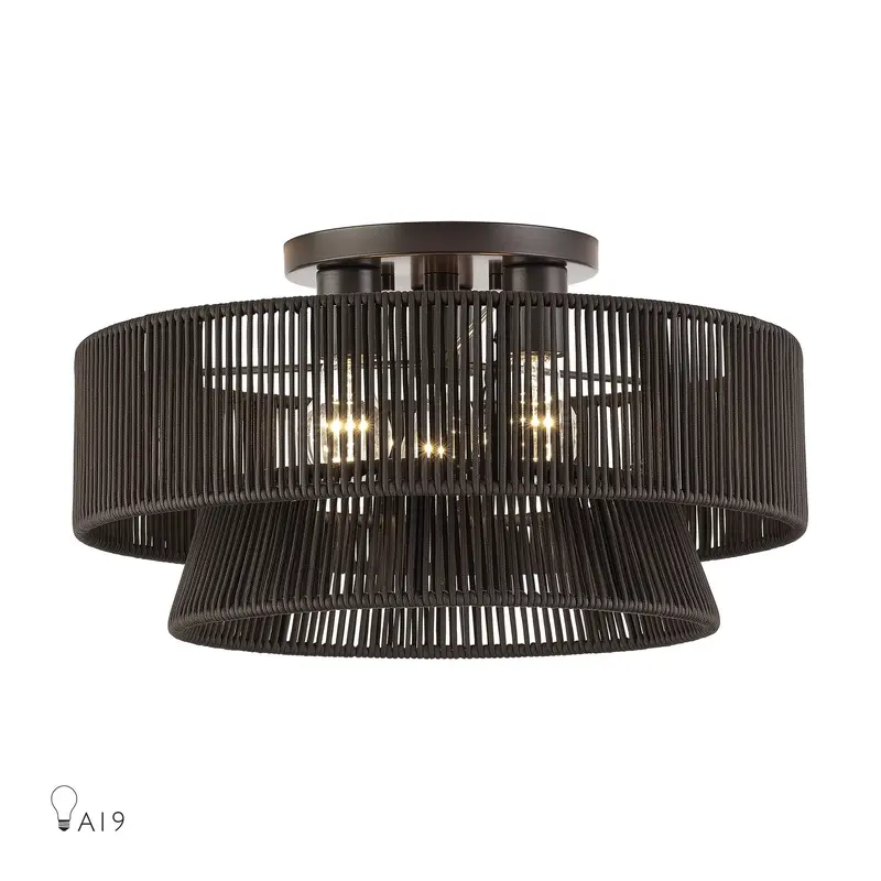 Florell Three Light Semi-Flush Mount English Bronze