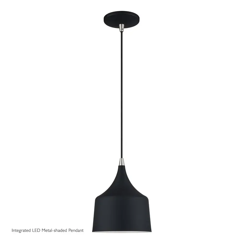 Bolita LED Pendant Black w/Brushed Nickel