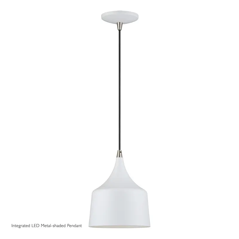 Bolita LED Pendant White w/Brushed Nickel