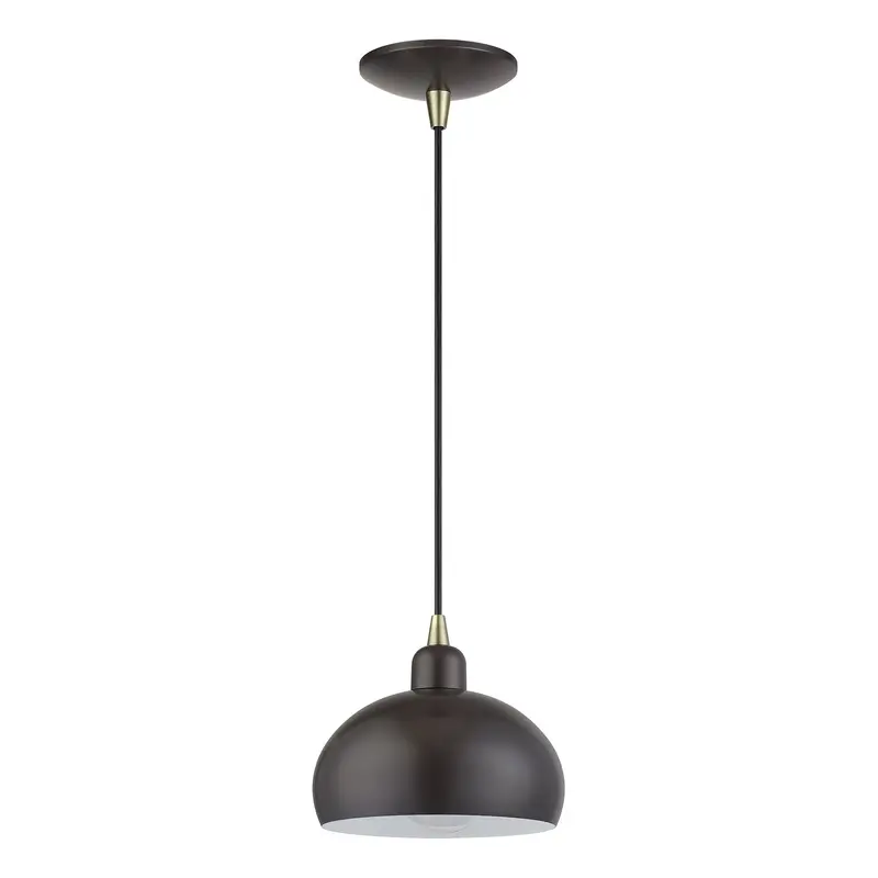 Domma One Light Mini Pendant English Bronze w/Antique Brass