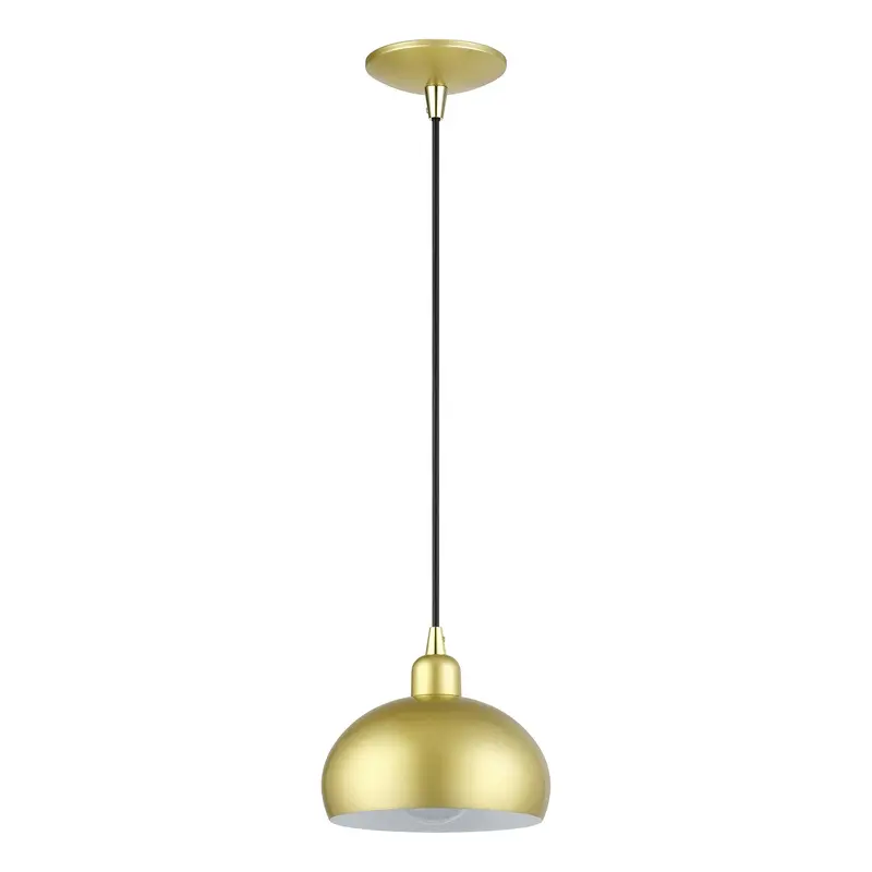 Domma One Light Mini Pendant Soft Gold w/Polished Brass
