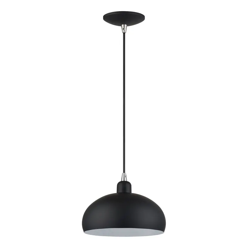 Domma One Light Pendant Black w/Brushed Nickel