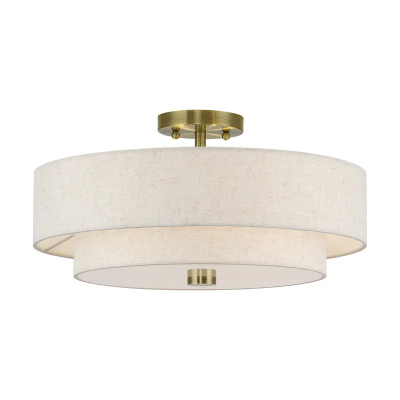Monroe Four Light Semi-Flush Mount Antique Brass