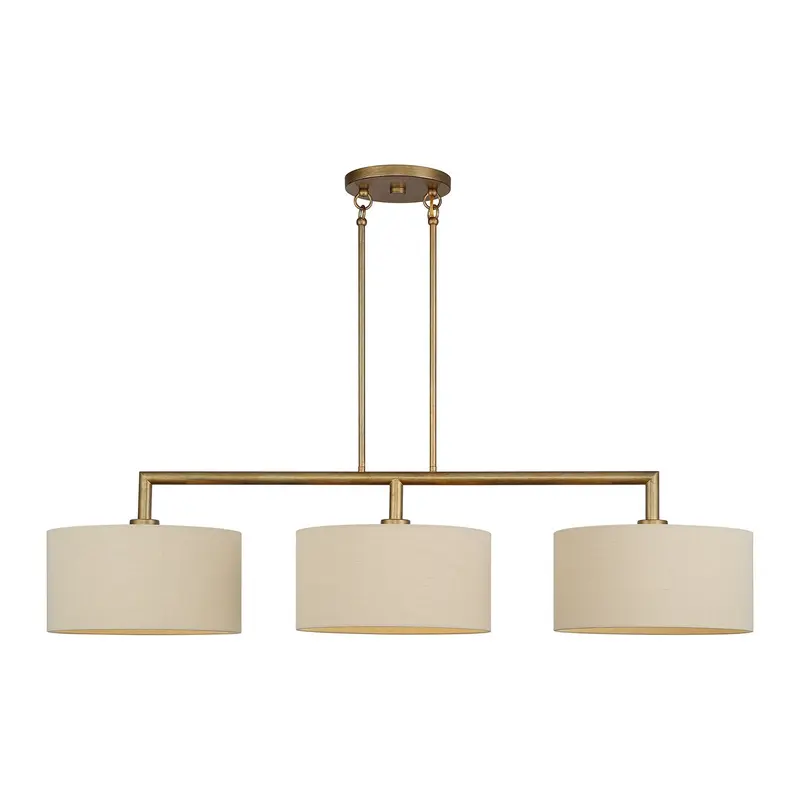 Bellingham Three Light Linear Chandelier Antique Gold Leaf