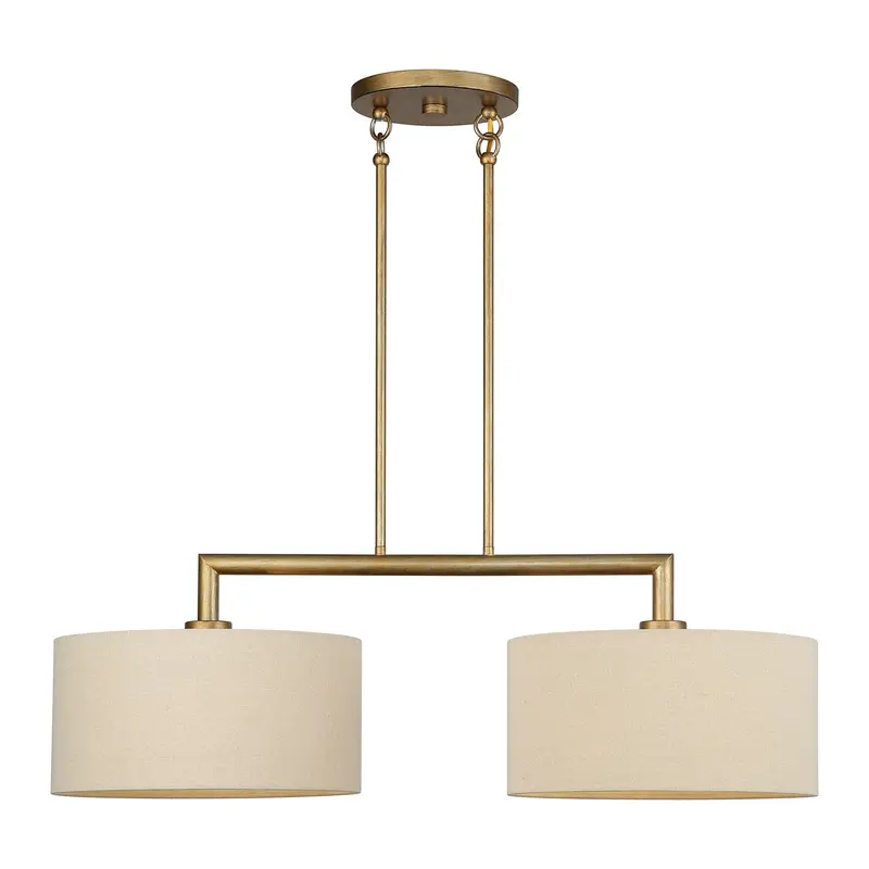 Bellingham Two Light Linear Chandelier Antique Gold Leaf