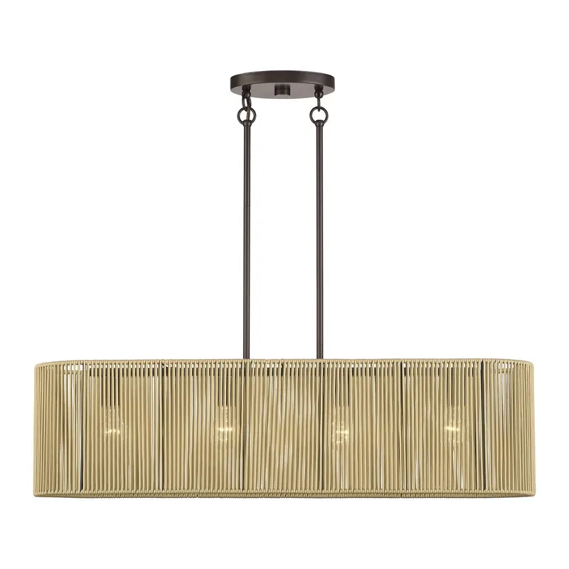 Goldiemesh Four Light Linear Chandelier English Bronze