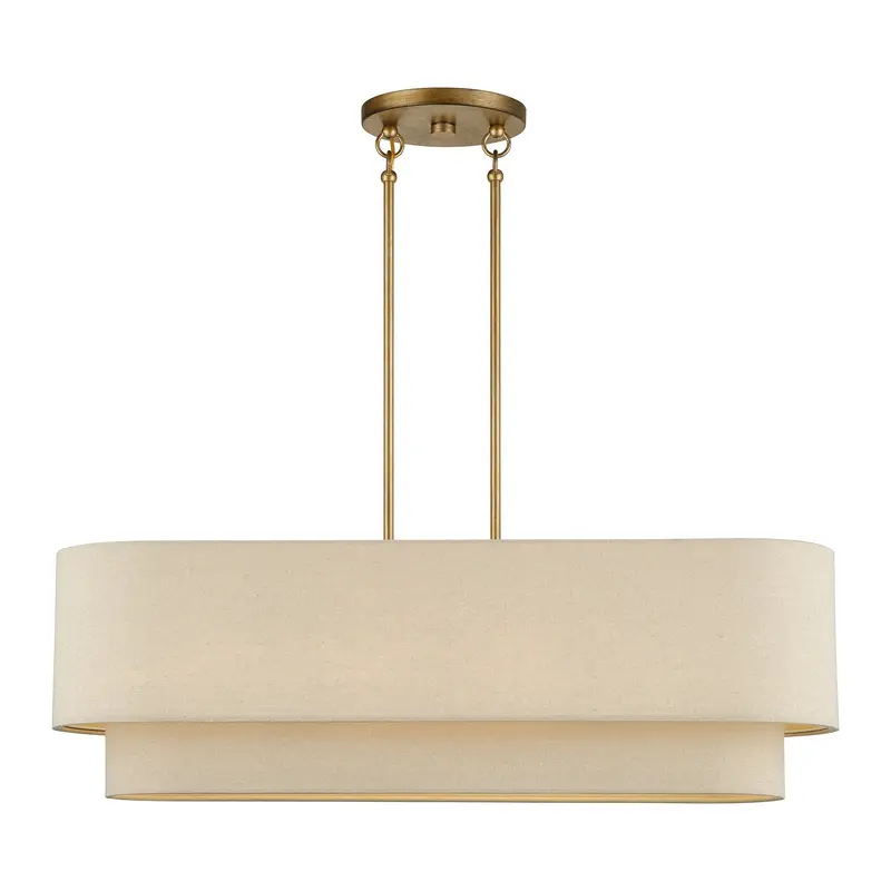 Bellingham Four Light Linear Chandelier Antique Gold Leaf