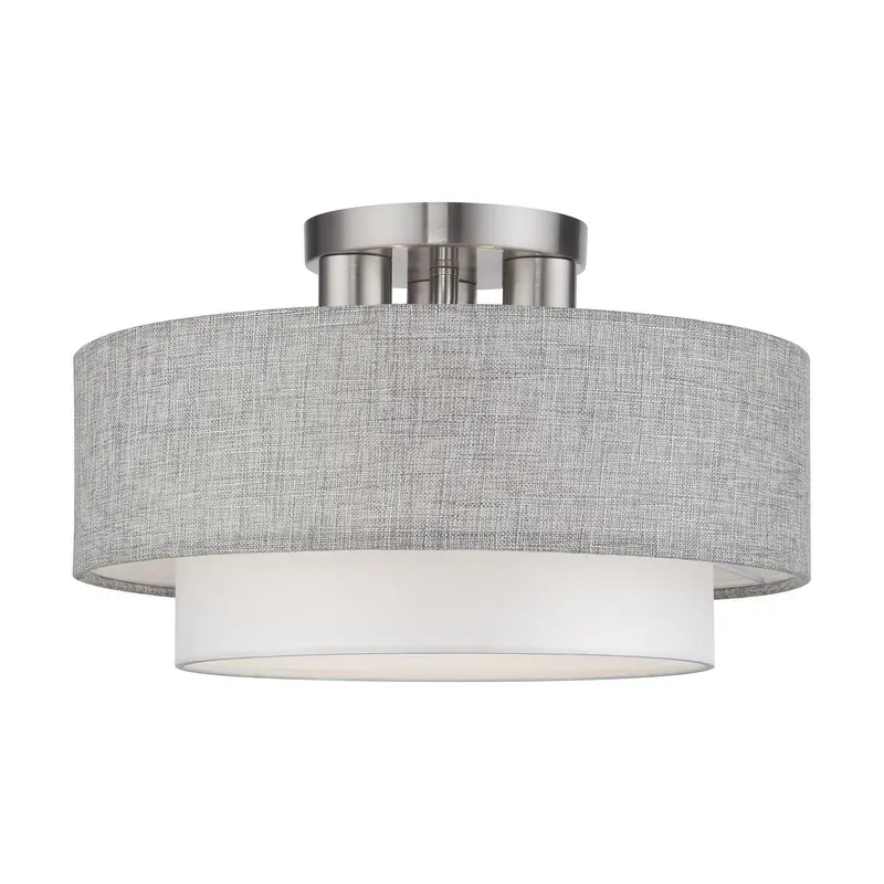 Brookmeade Three Light Semi-Flush Mount Brushed Nickel