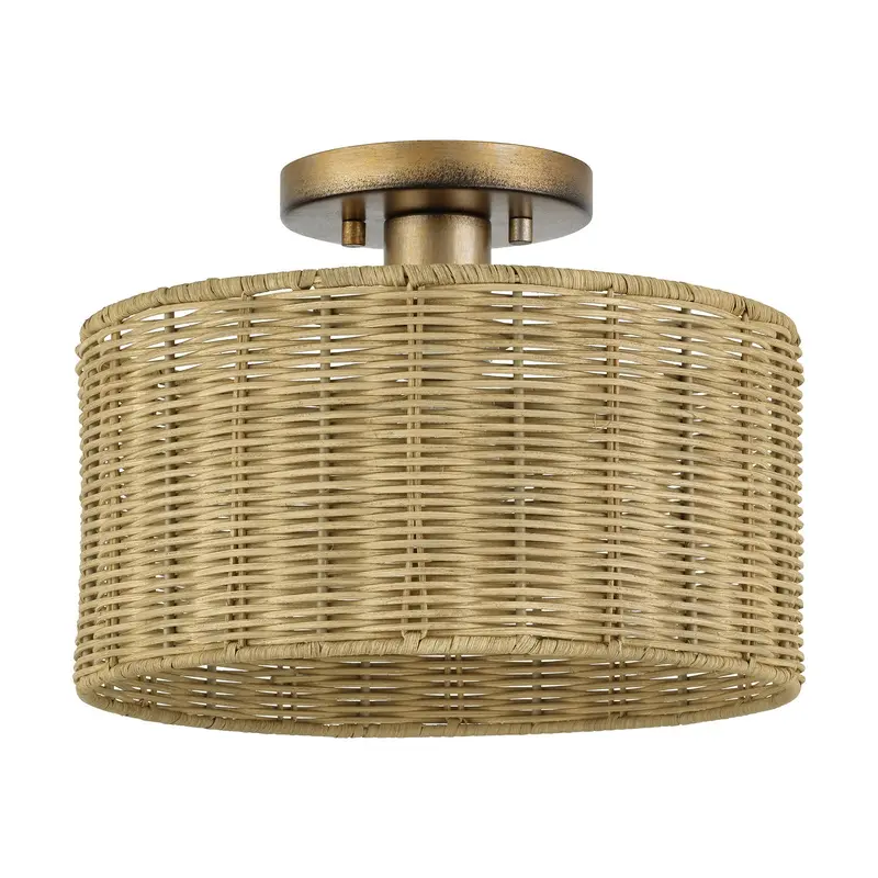 Weavington One Light Semi-Flush Mount Antique Gold Leaf