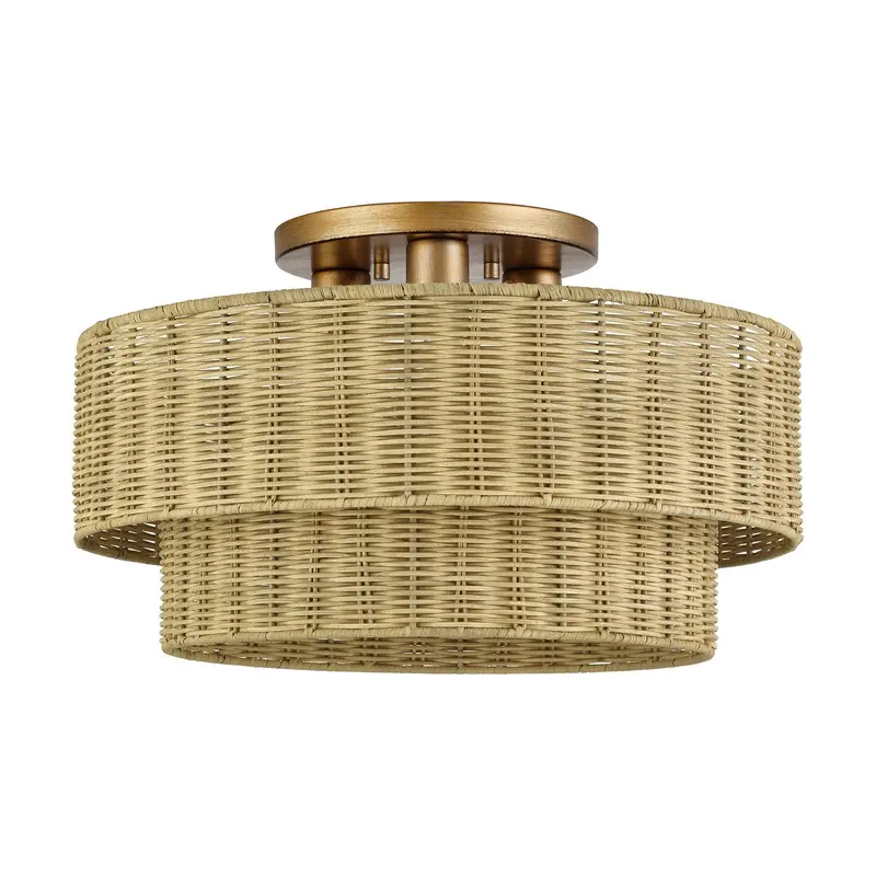 Weavington Three Light Semi-Flush Mount Antique Gold Leaf