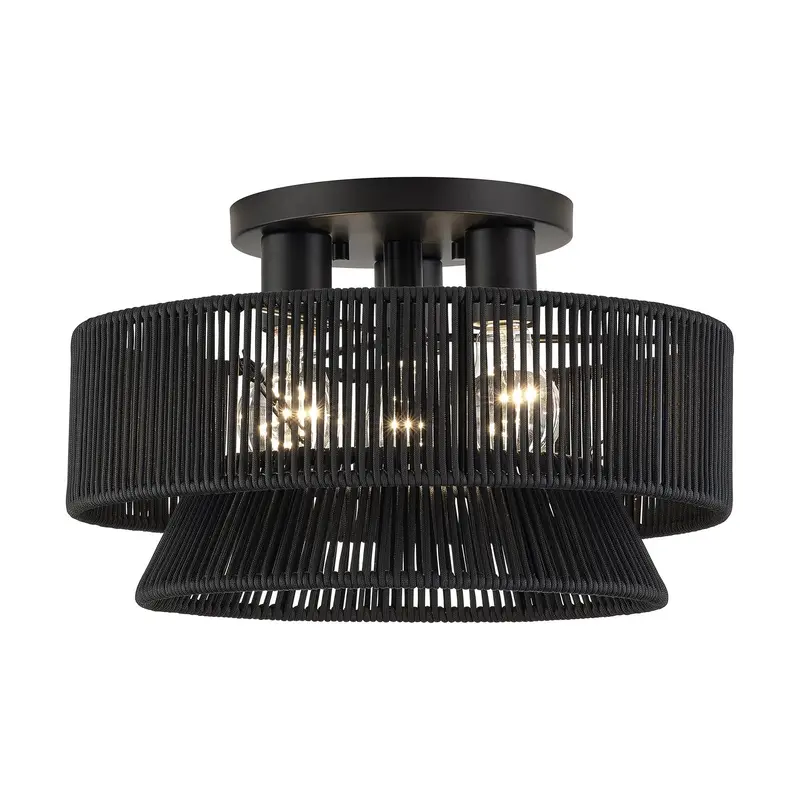 Florell Three Light Semi-Flush Mount Black