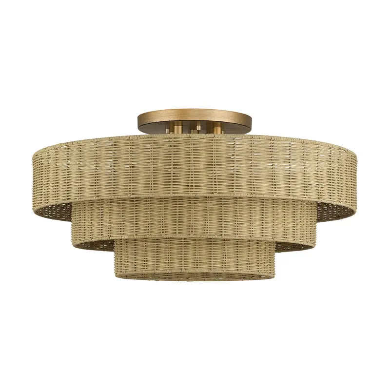 Weavington Five Light Semi-Flush Mount Antique Gold Leaf
