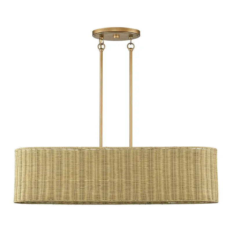 Weavington Four Light Linear Chandelier Antique Gold Leaf