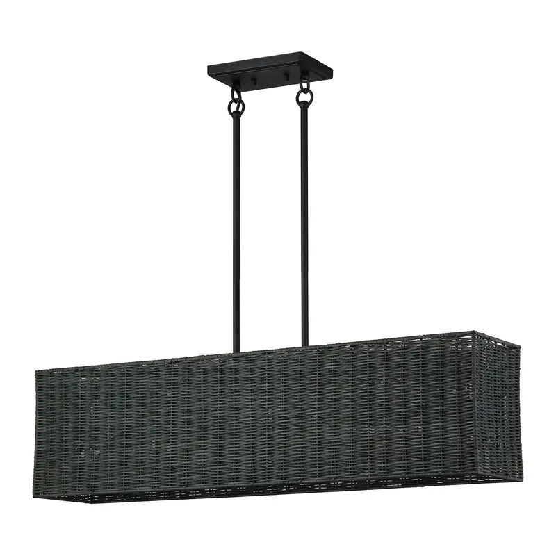 Weavington Four Light Linear Chandelier Black