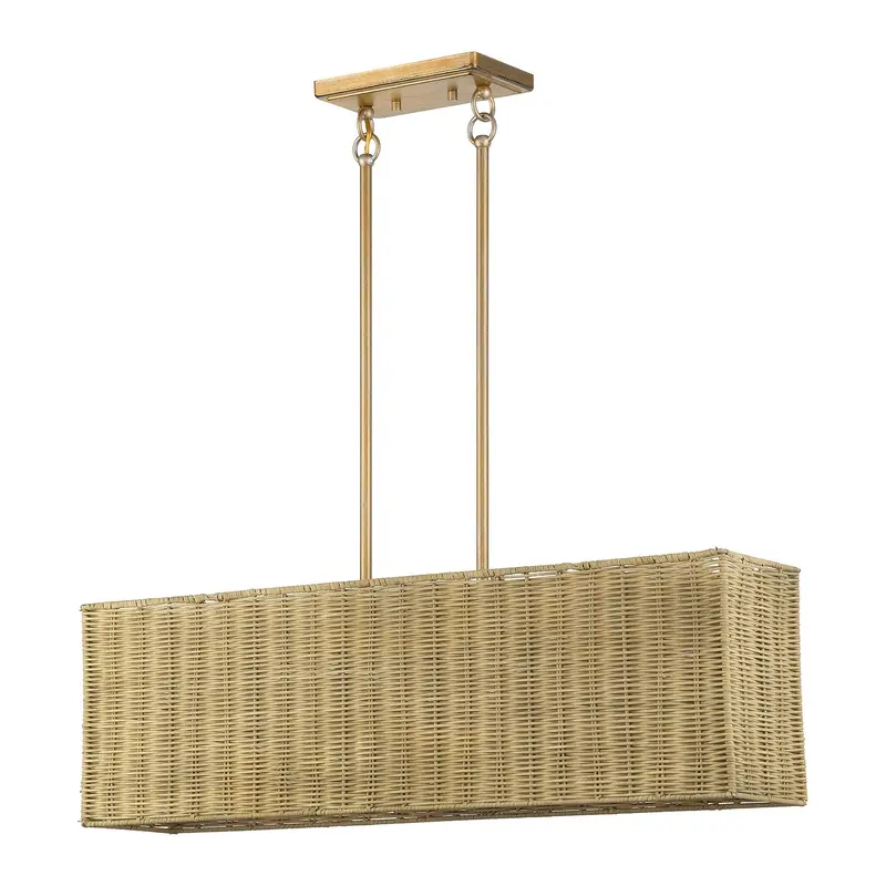 Weavington Three Light Linear Chandelier Antique Gold Leaf