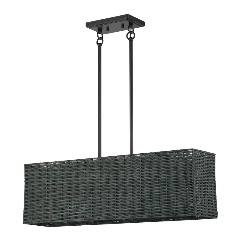 Weavington Three Light Linear Chandelier Black