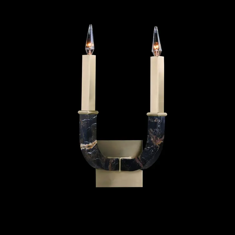 Two Light Wall Sconce Honey Brass
