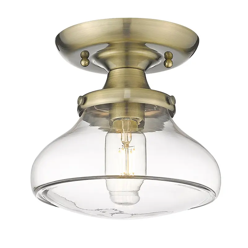 Nash One Light Semi-Flush Mount Aged Brass