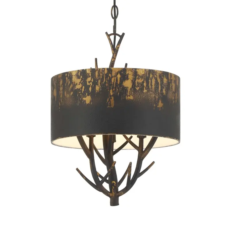 Arboreal Three Light Pendant Antique Black Iron