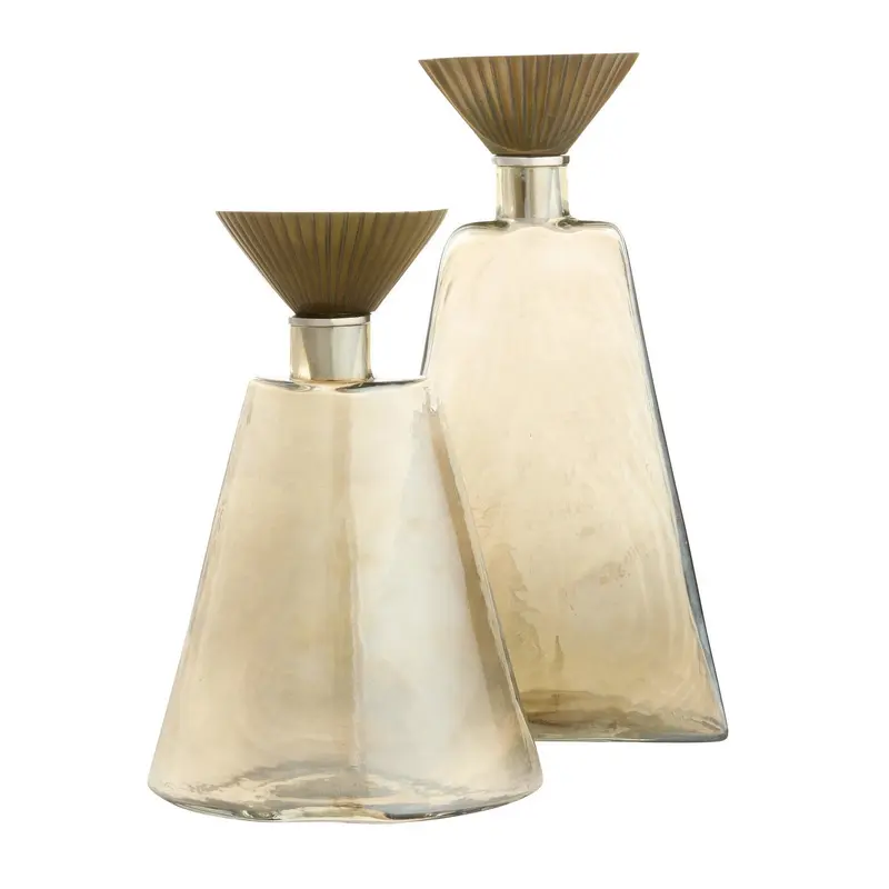 Mariah Decanters, Set of 2 Antique Brass