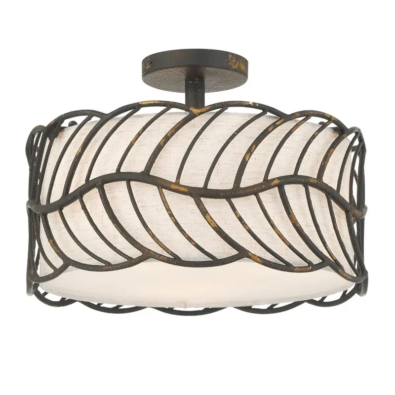 Simbolo Three Light Semi-Flush Mount Antique Black Iron