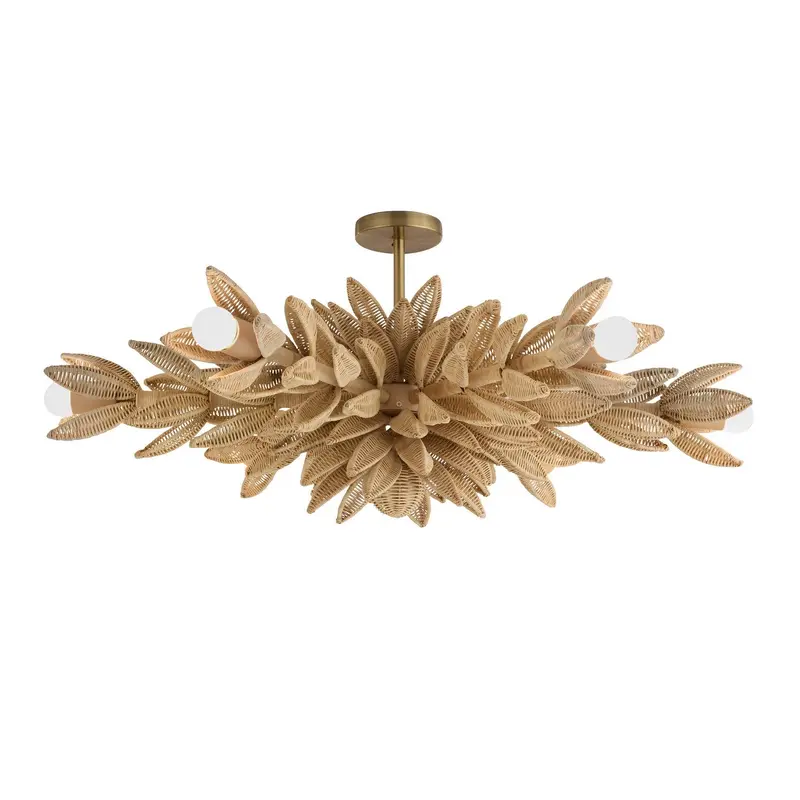 Kasai Six Light Semi-Flush Mount Natural