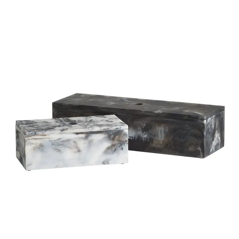 Kayce Boxes, Set of 2 Black & White
