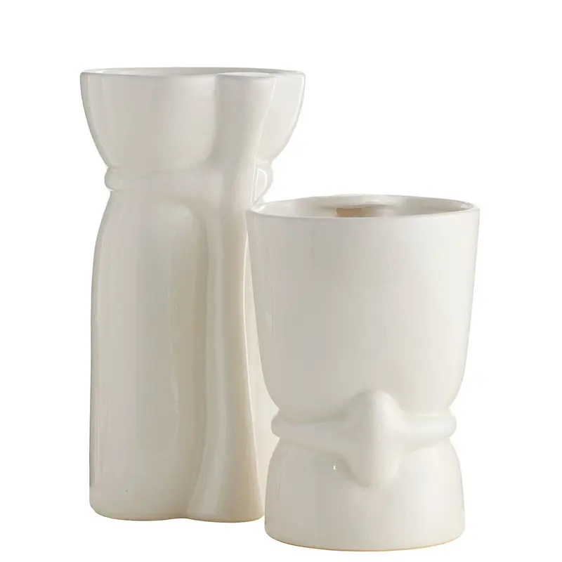 Maud Vases, Set of 2 Ivory Crackle