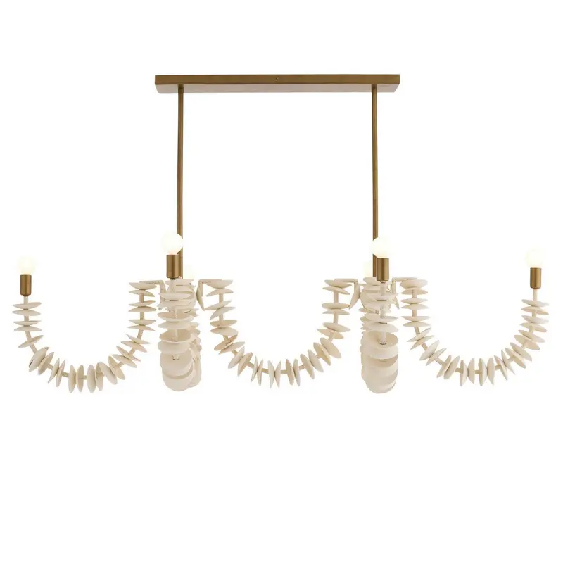 Kalama Eight Light Linear Chandelier Ivory